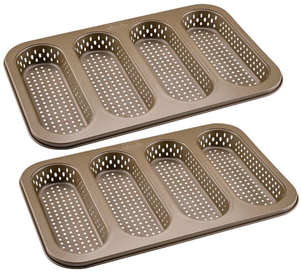 Zenker Set van 2 Geperforeerde broodvormen 4 mini baguettes 33 22 cm