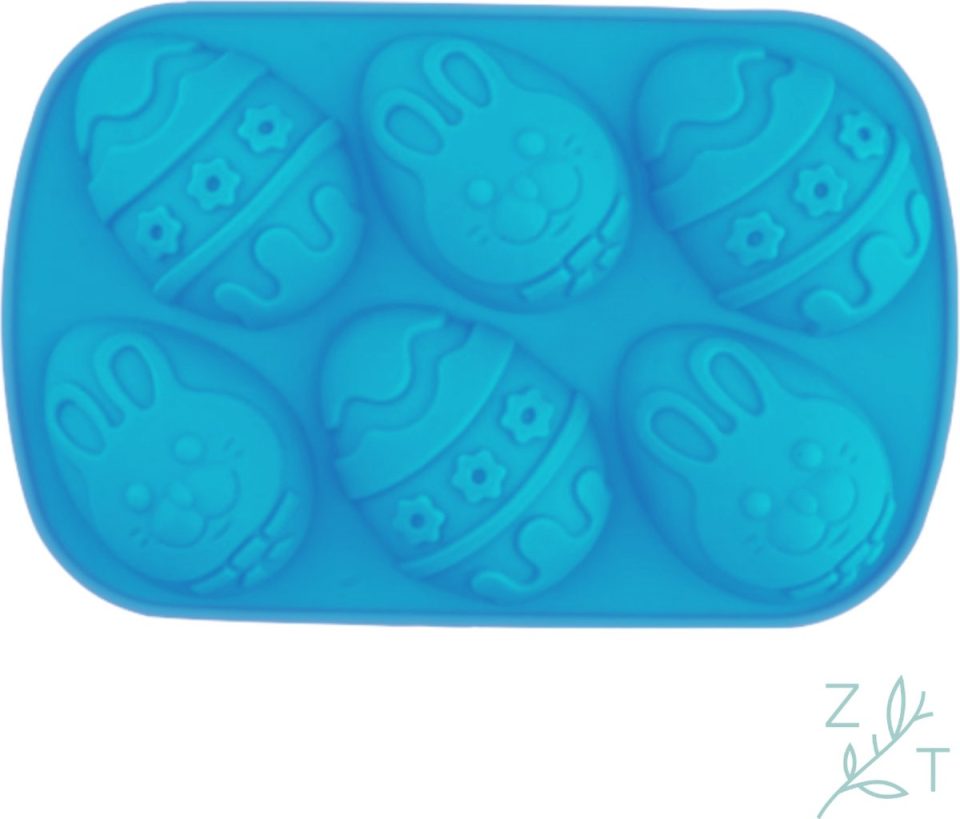 ZijTak chocoladevorm Paasei silicone mal Blauw