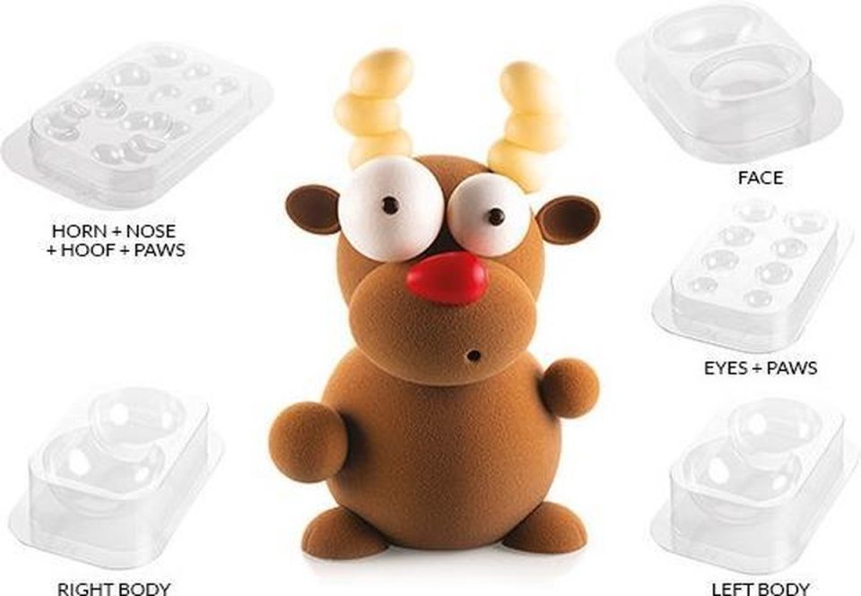 Silikomart chocolade kit 3D Rudolf het rendier