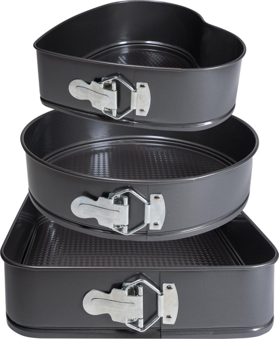 Krumble springvorm set van 3 verschillende vormen / Taartvorm Antraciet