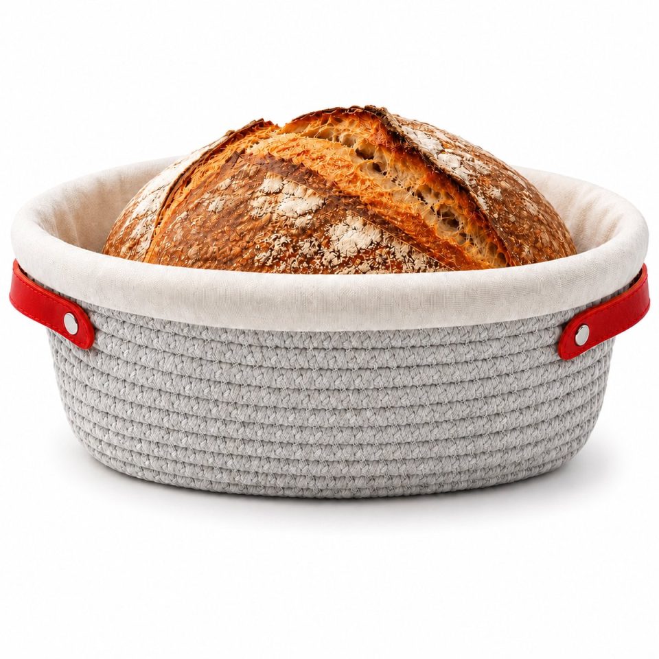 Bangosa rijsmand Ovaal Rijsmandje voor Broodbakken Zuurdesem Banneton Ademend Katoen Brood Bakken Wasbaar voor 750- Deeg 26 cm 900 g
