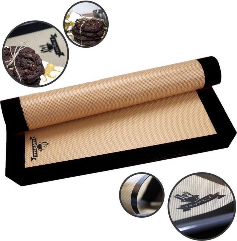 Krumble bakmat Siliconen Beige zwart 42 x 30 cm