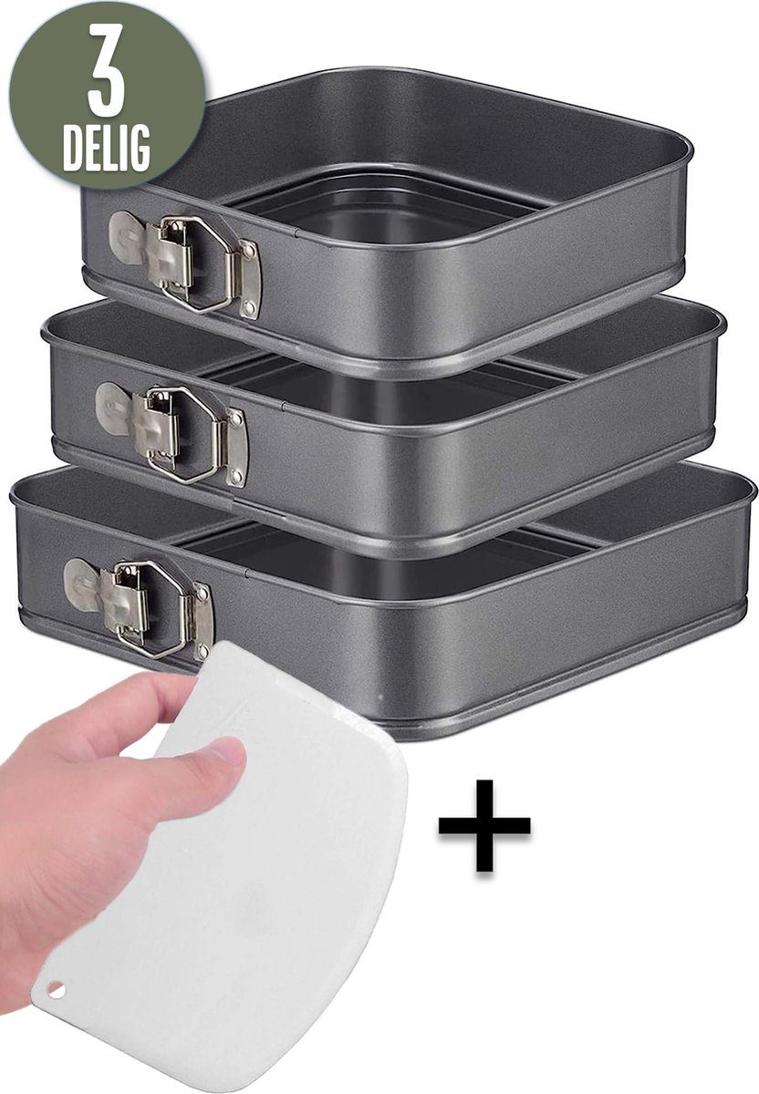 Coock bakvorm 3-delige Set Vierkant- Springvorm 28 cm