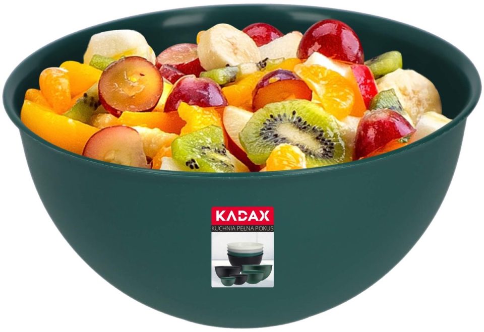 Kadax Kom van kunststof, slakom, stapelbare mengkom, plastic kom, keukenkom, ronde serveerschaal voor keuken, salade, deeg, (, groen) 3 l