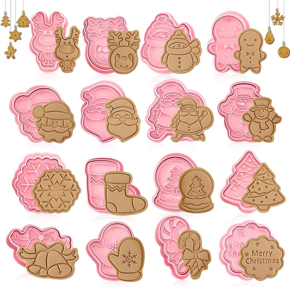 Jiasha 16X Kerstkoekjes Uitsnijders Set 3D Kinder Vormen