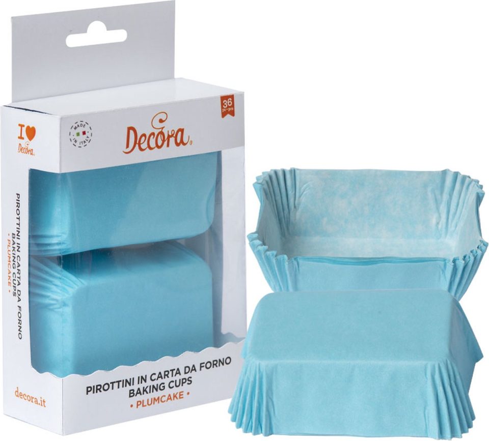 Decora Papieren Muffinvormpjes Blauw Rechthoekig 80 x 50 x 32 mm (36 stuks)