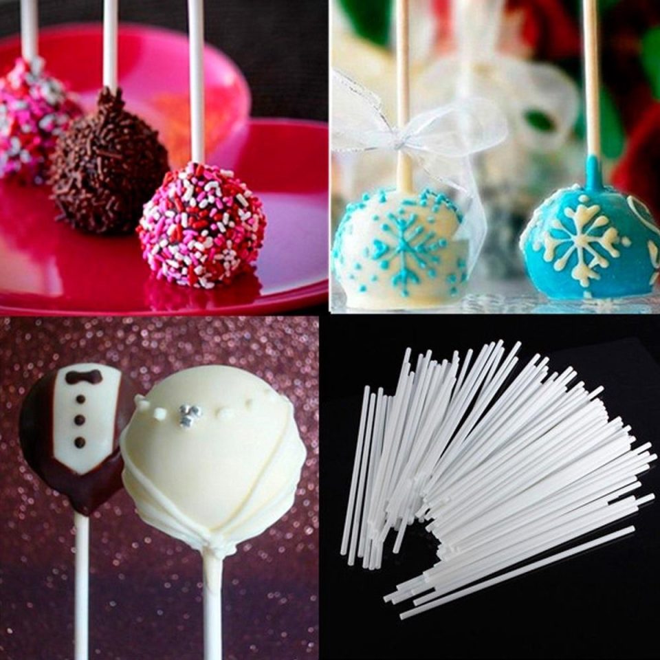 AA Commerce 100X Papieren Cakepop Stokjes Set 10 cm