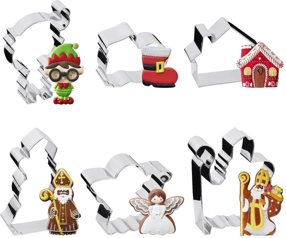 Bofunx Kerstman koekjesvormpjes Kerstkoekjesvormpjes RVS Grote (6 stuks)