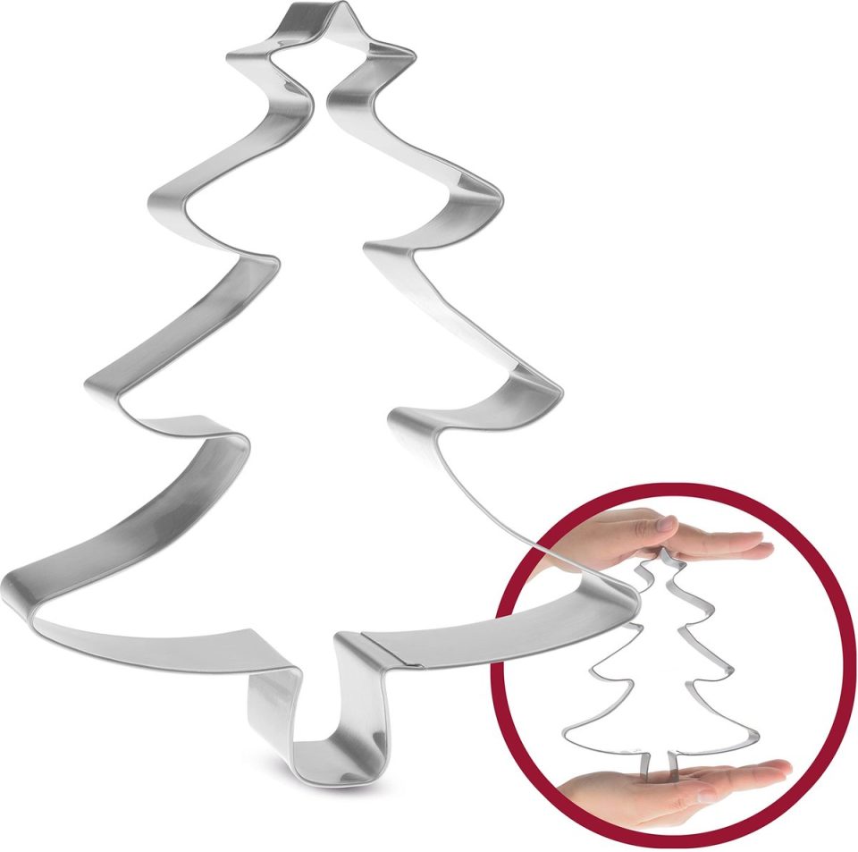 4smile Kerstkoekjesvormpjes groot Kerstboom RVS koekjesvormpje Stevige kerstkoekjesvorm voor creatieve bak- en decoratie-ideeën 17 cm