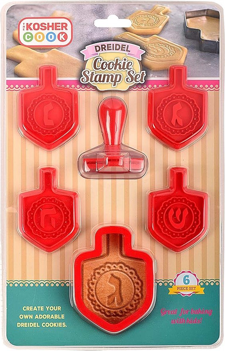 kosher cook The Chanukah Dreidel Cookie Stamp Set, 6PC
