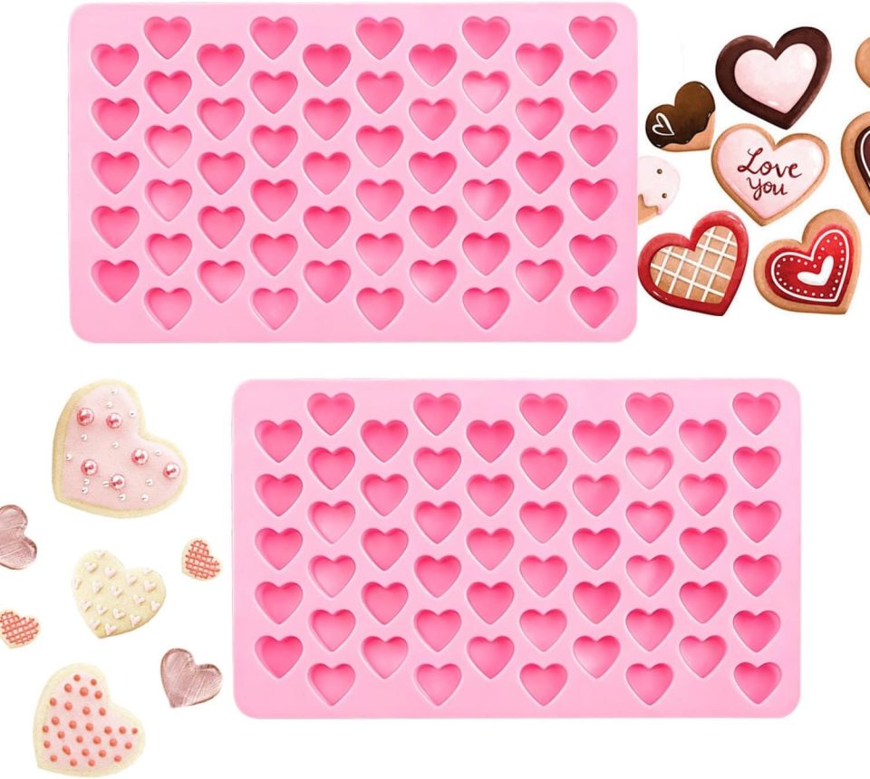 Ulisem chocoladevorm Siliconen Hartjesvorm van Siliconen Herbruikbare Bakvorm voor Chocolade, Snoep, Fondant en Taartdecoratie (2 stuks)