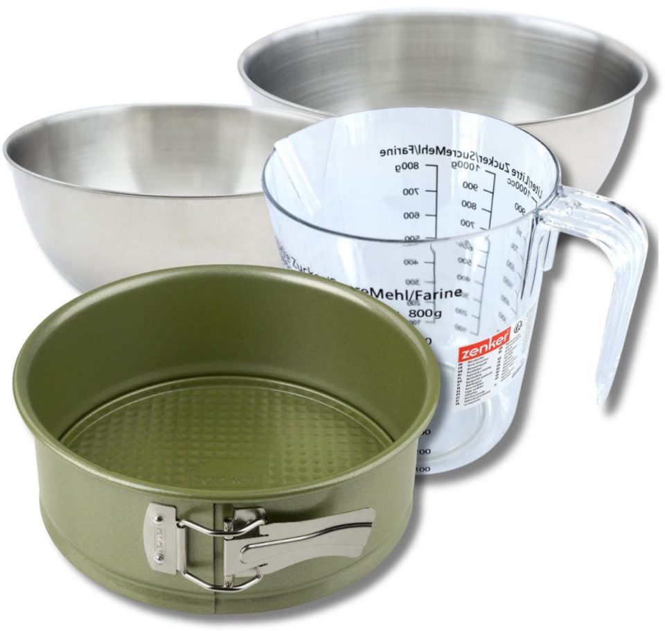 Zenker Bakkersset met springvorm met carnaubawaslaag 2 mengkommen 26 cm