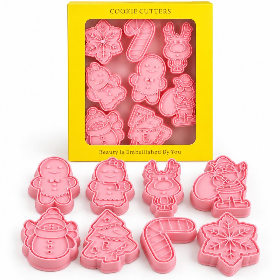 Nina's Giftshop Kerst koekjesvormpjes met stempel 8-delige