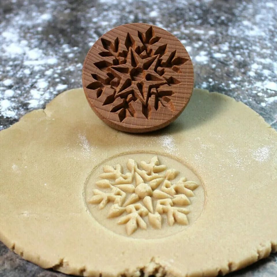 Wonders at Home Official Houten Koekjesstempel Snowflake Sneeuwvlok Stempel Vormen voor Koekjes Bakken Cookie Duurzaam Bio Natuurlijk Koekjes Mal Koekjes Vorm Koekjes Stempel Patroon 6,5 cm