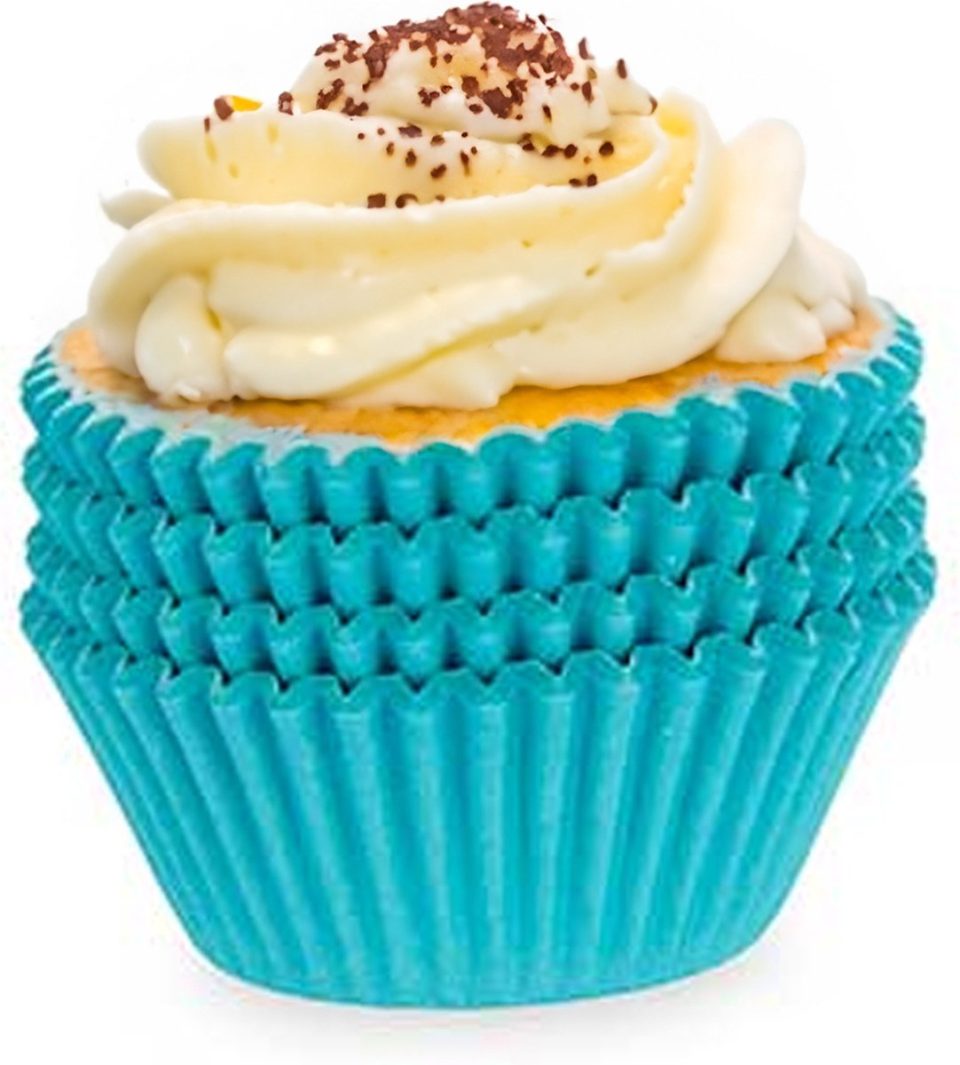 Kinvara Muffin en cupcakes maken vormpjes papier blauw set 200X stuks dia zelf taartjes maken 11 cm
