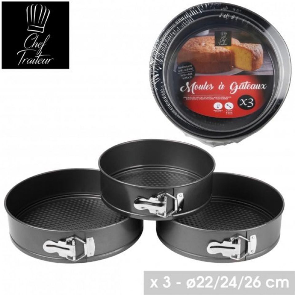Urban Living "le four" set van 3 taartvormen met scharnieren ø22/24/ 26 cm