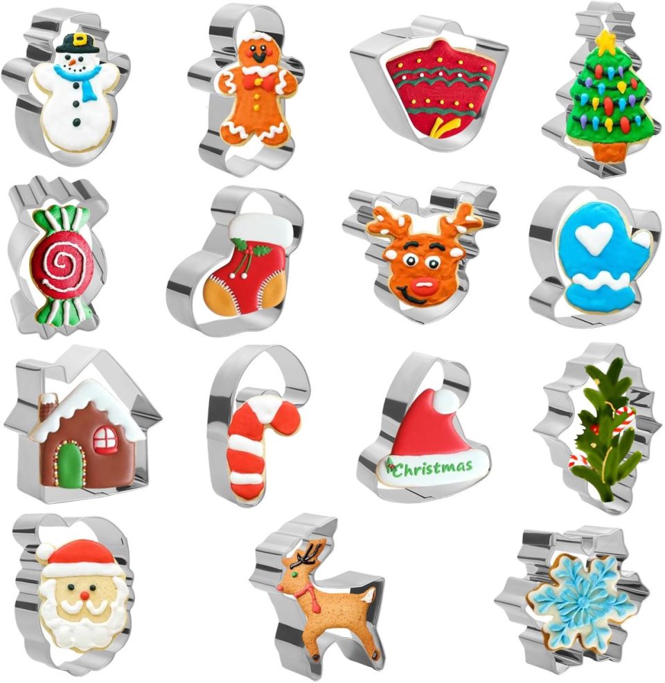 Unyqoos Set van 15 Roestvrijstalen Kerstvormpjes