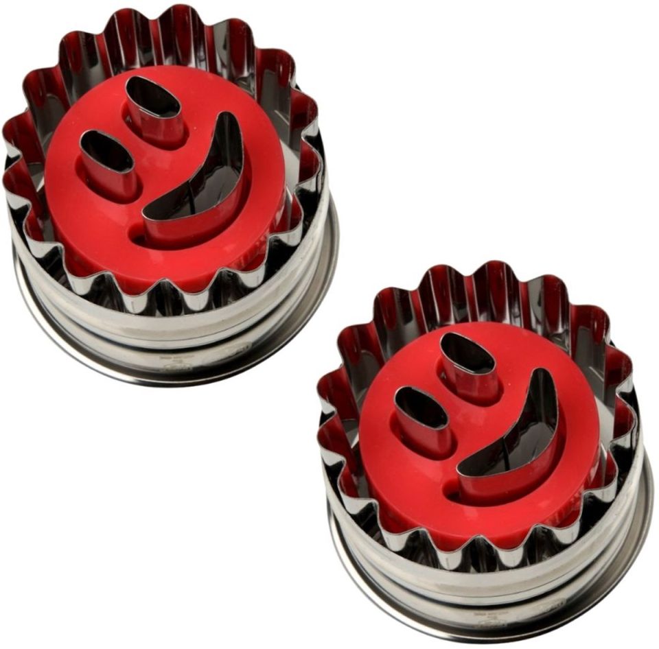 Dr. Oetker Set van 2 Linzer koekjesuitstekers smiley motief Dr Oetker