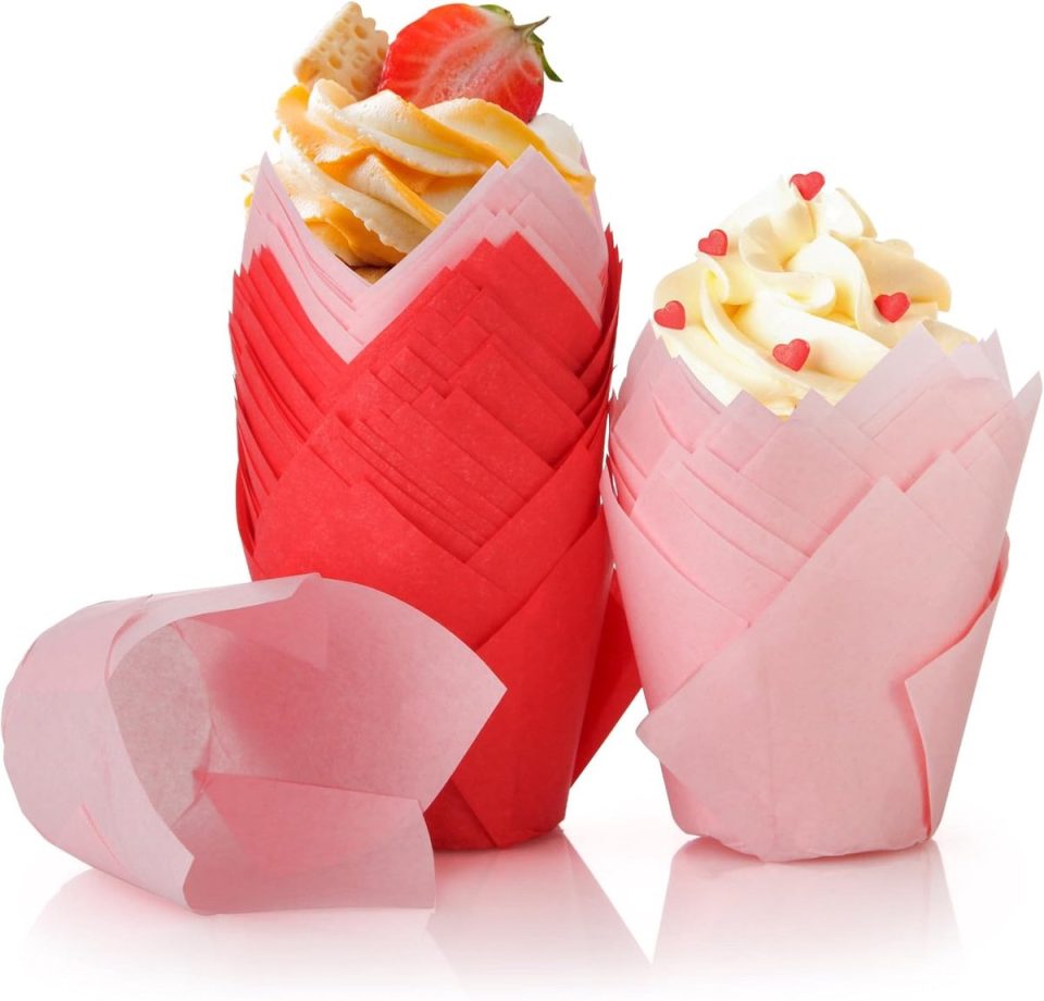 Imperatoris Cupcake vormpjes papier Set van 100 Roze Rood 8 cm
