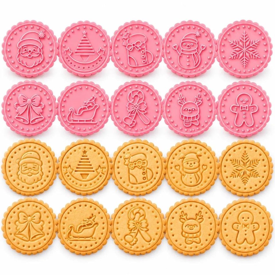 Famanu Ronde kerst koekjesstempel set van 10