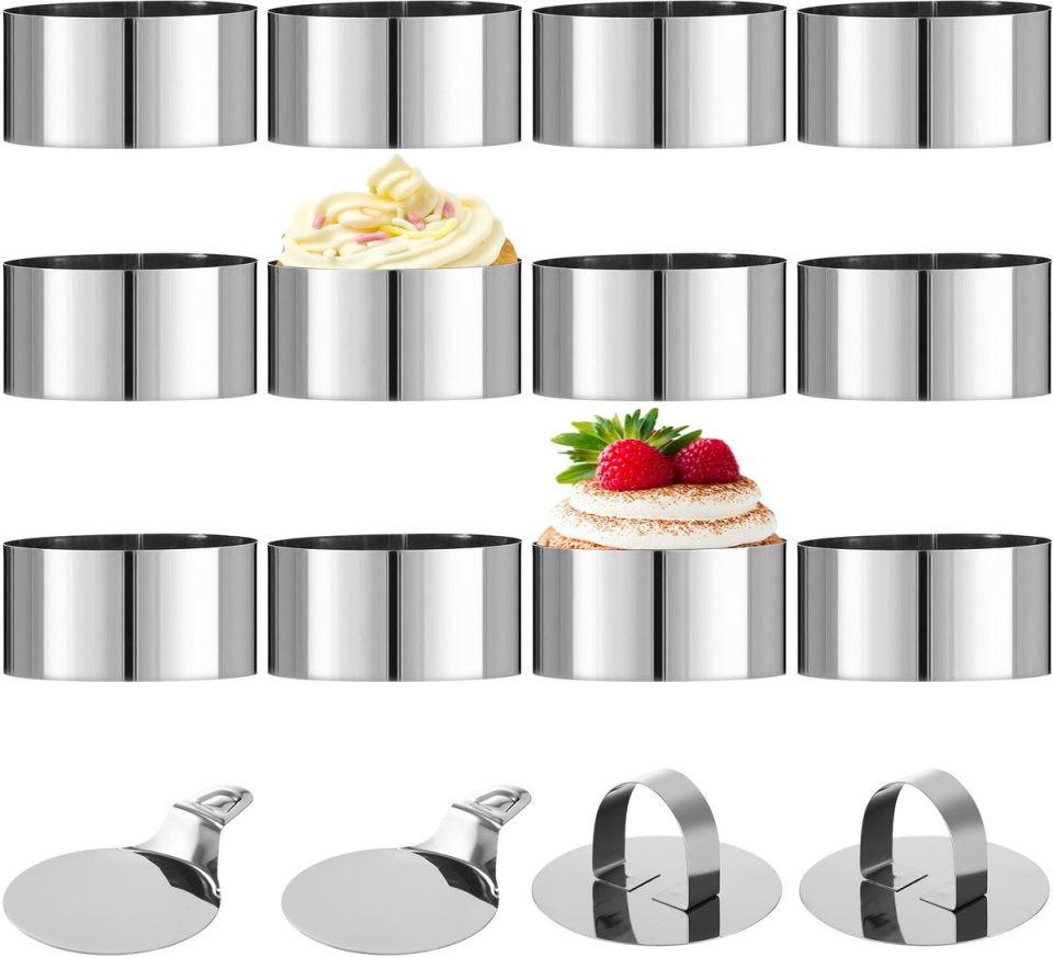 Unyqoos Set van 12 roestvrijstalen dessertringen voor perfecte taartcreaties
