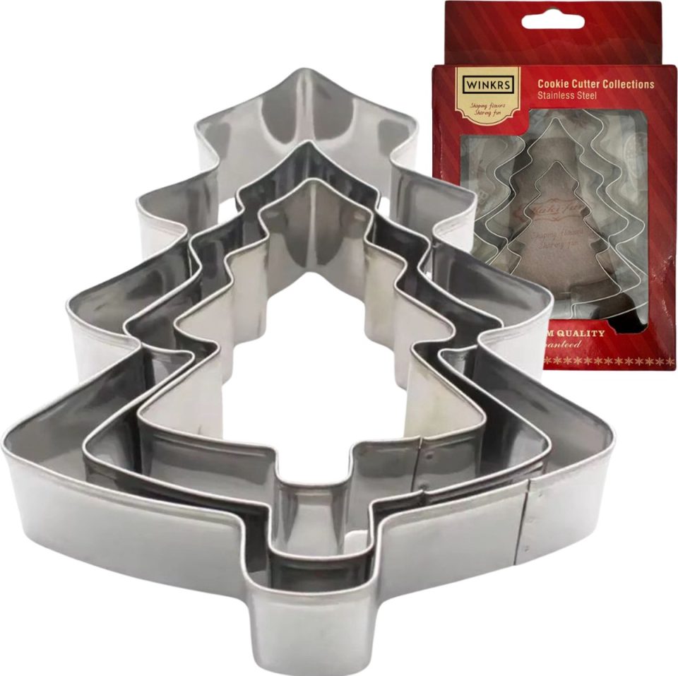 Cookie Cutters uitsteekvormpjes Kerst Set 3X Kerstboom RVS uitsteekvorm voor deeg, fondant, rijst etc.
