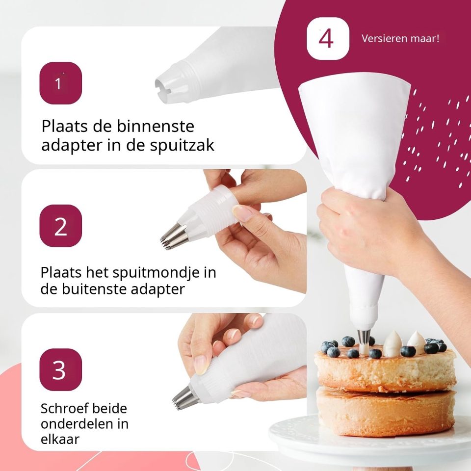 Warmara spuitmondjes Spuitzak met Spuitzak Garneerset Wit x x 40 cm 5 cm