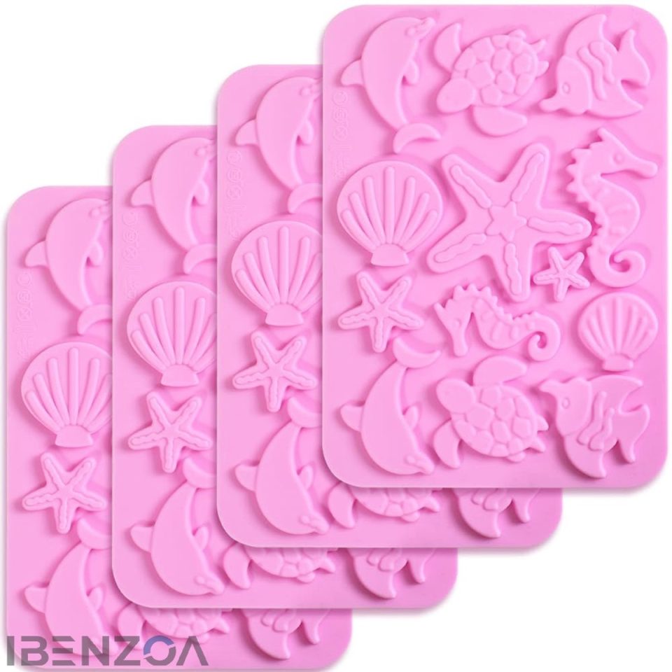 Ibenzoa Siliconen Bakvormen Marine Thema Roze (4 stuks)