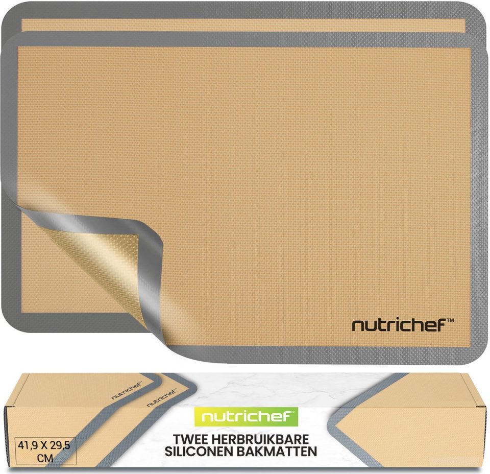 Nutrichef bakmatten Siliconen 2-delig Grijs 42 x 29,5 cm