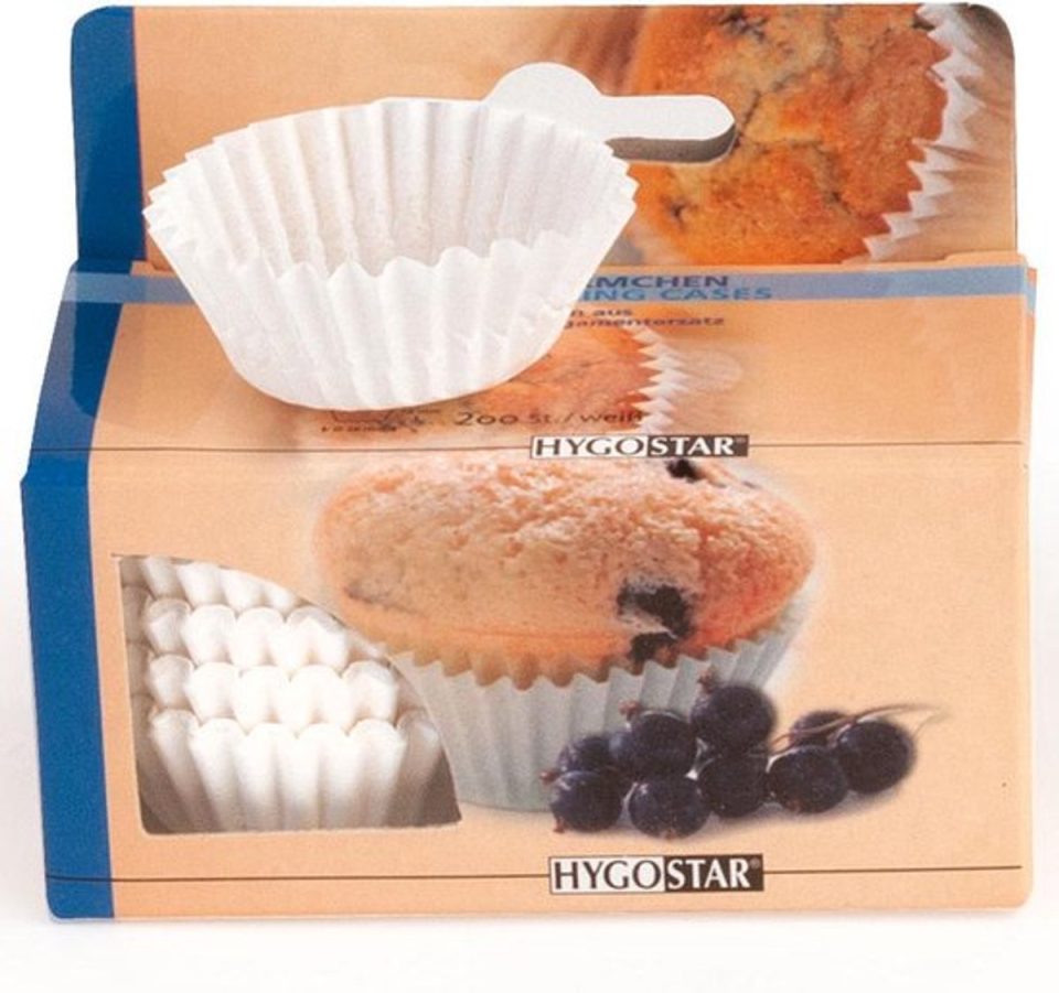 Hygostar Papieren cupcake vormpjes wit (100 stuks)