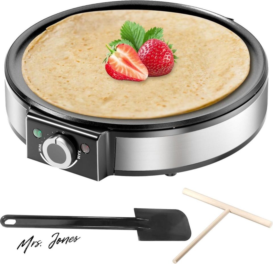 Mrs. Jones Elektrische pannenkoekenpan 1200 W temperatuurregeling roestvrij