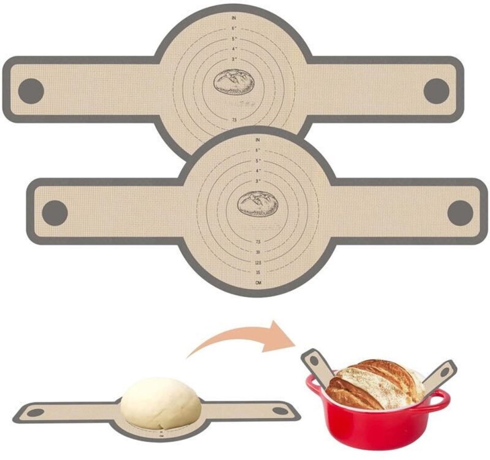 Zylaro bakmat Siliconen Bakmat Voor Nederlandse Oven Lange Handvatten Deeg Mat sling Bakmat Voor Airfryer, Oven En Magnetron grijs (2 stuks)