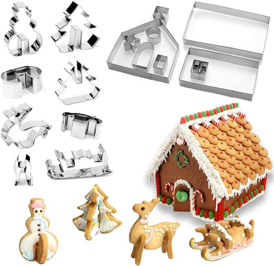 Famanu Gingerbread house koekjesvormen set van 18 roestvrij staal