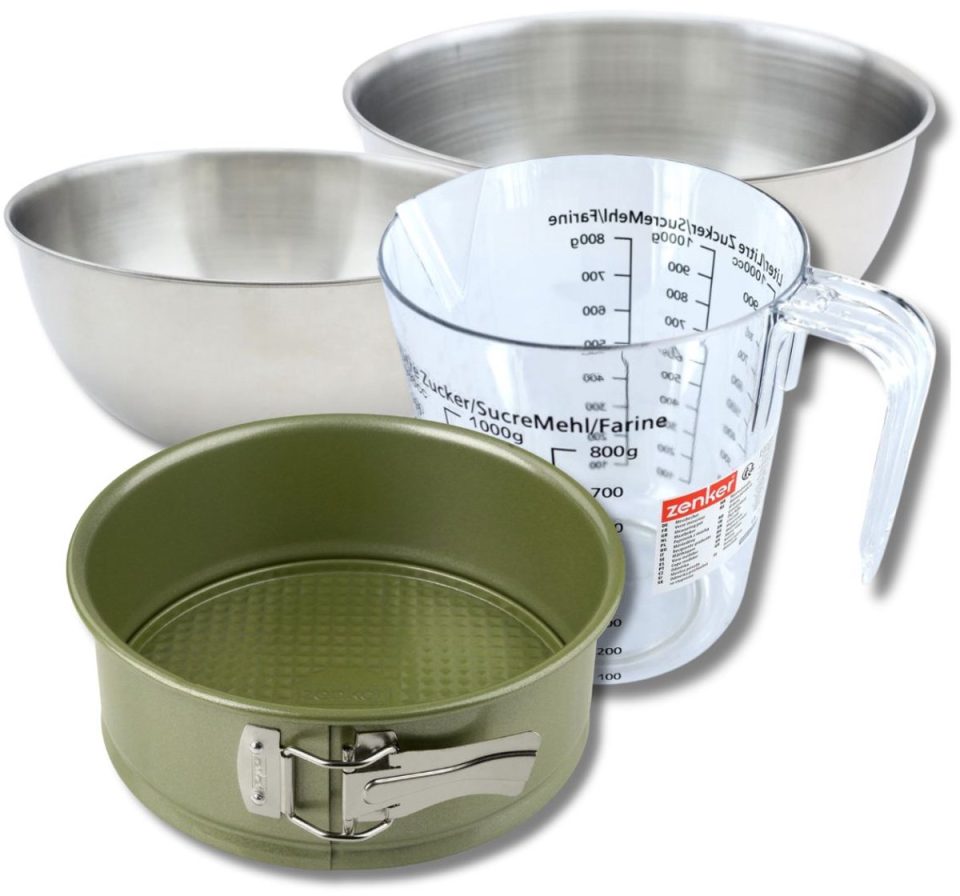 Zenker Bakset met springvorm met carnaubawaslaag 2 mengkommen 24 cm