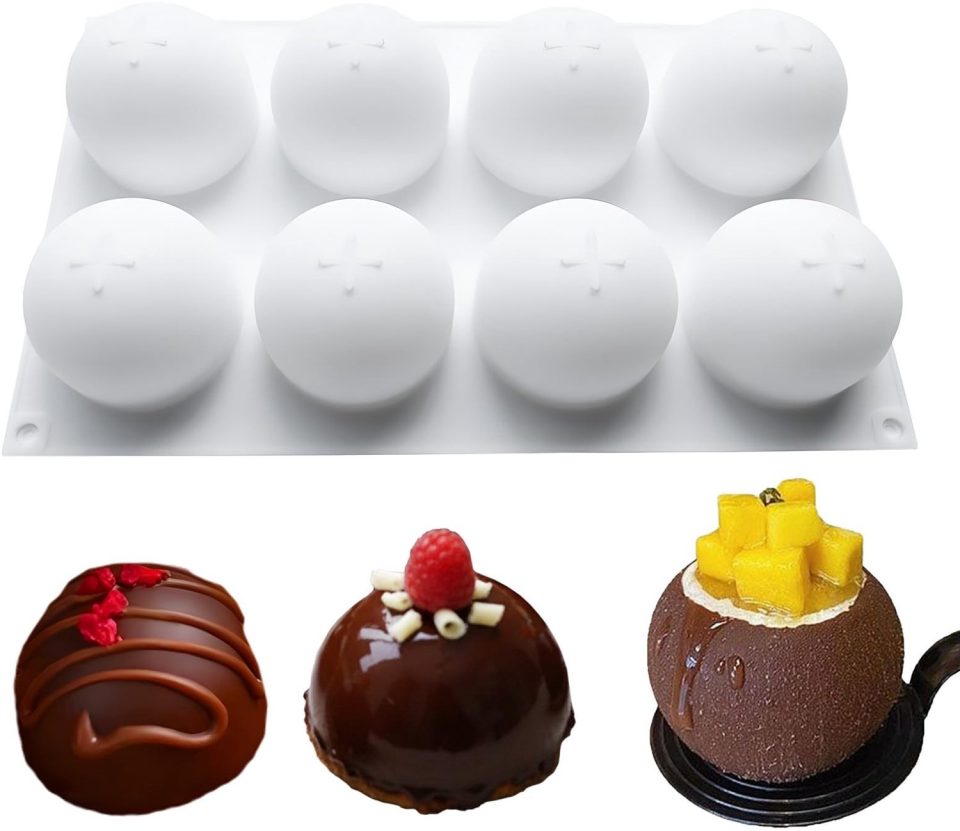 Famanu siliconen bakvorm met 8 ronde vormen voor chocolade cake en ijs