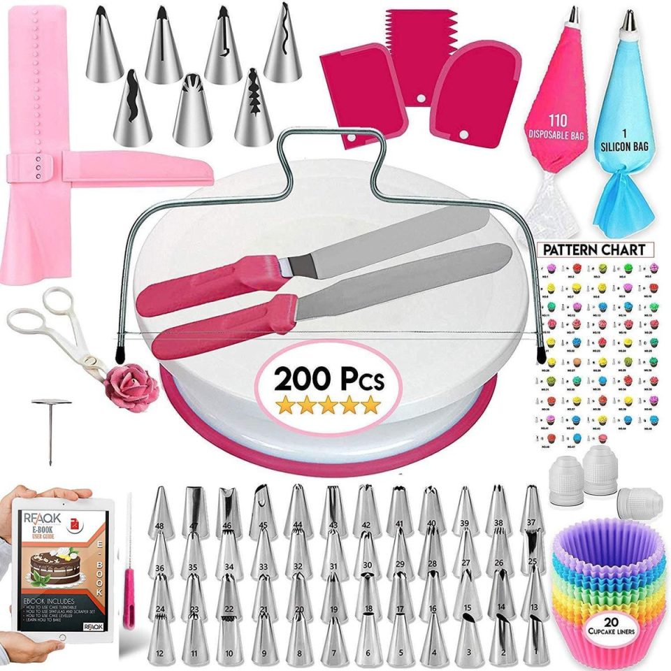 Aimason Taartdecoratieset 200-delig met draaiplateau