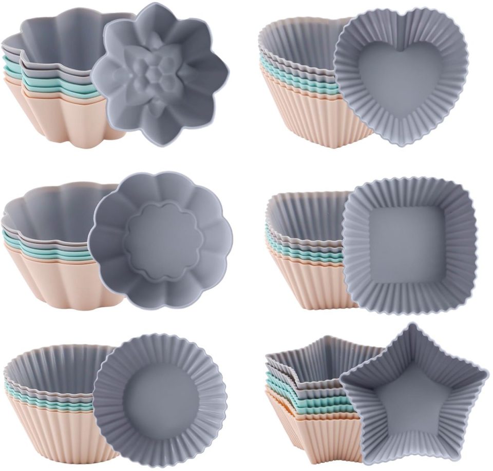 Famanu Set van 36 siliconen muffinvormpjes 6 soorten vormen