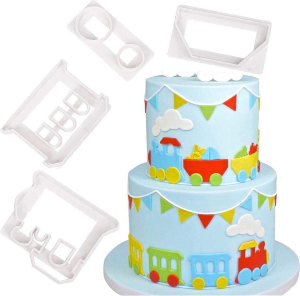 Ardran & Tookar fondant en deeg Trein uitsteekvorm Treintjes mal Set van 4