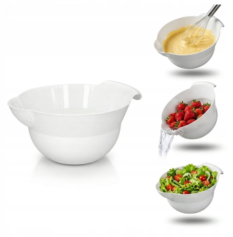 Cadro Mengkome met handvat en zeef,, kunststof, wit 1,8 l