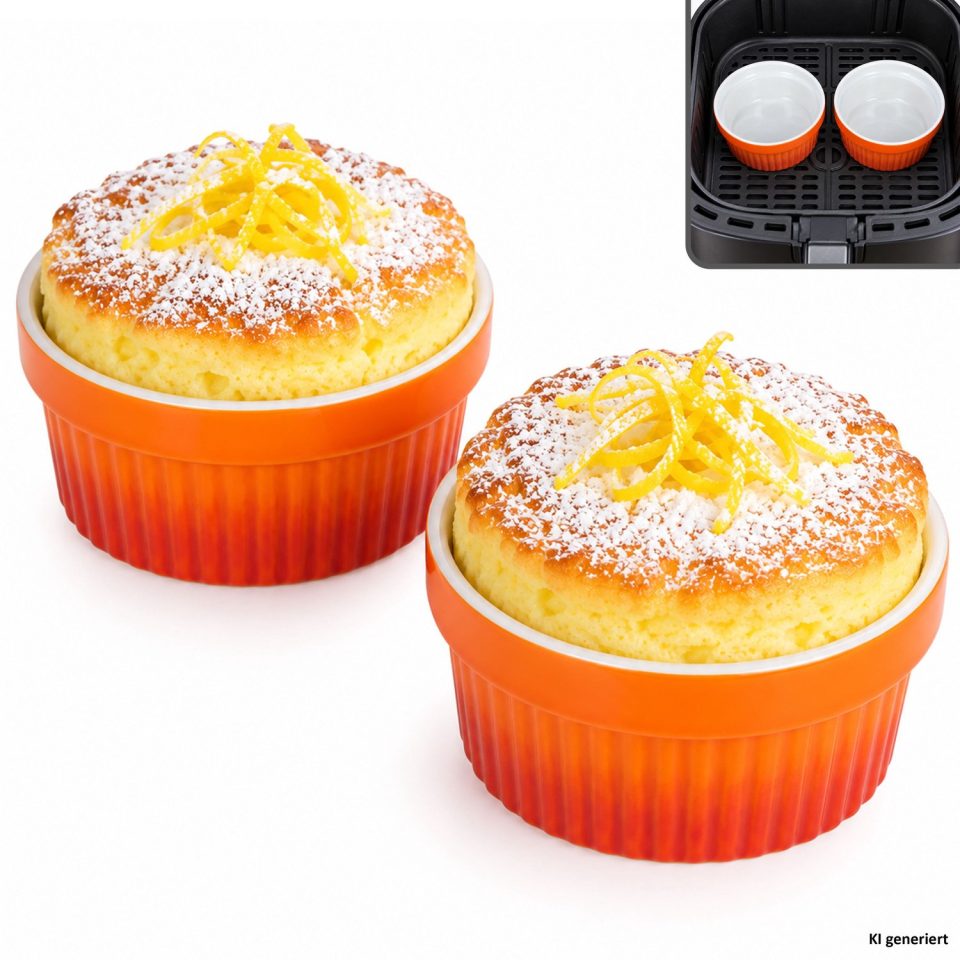 MamboCat 2ER Set crossy Oranje Soufflé-vormpjes rond van aardewerk 290 ml