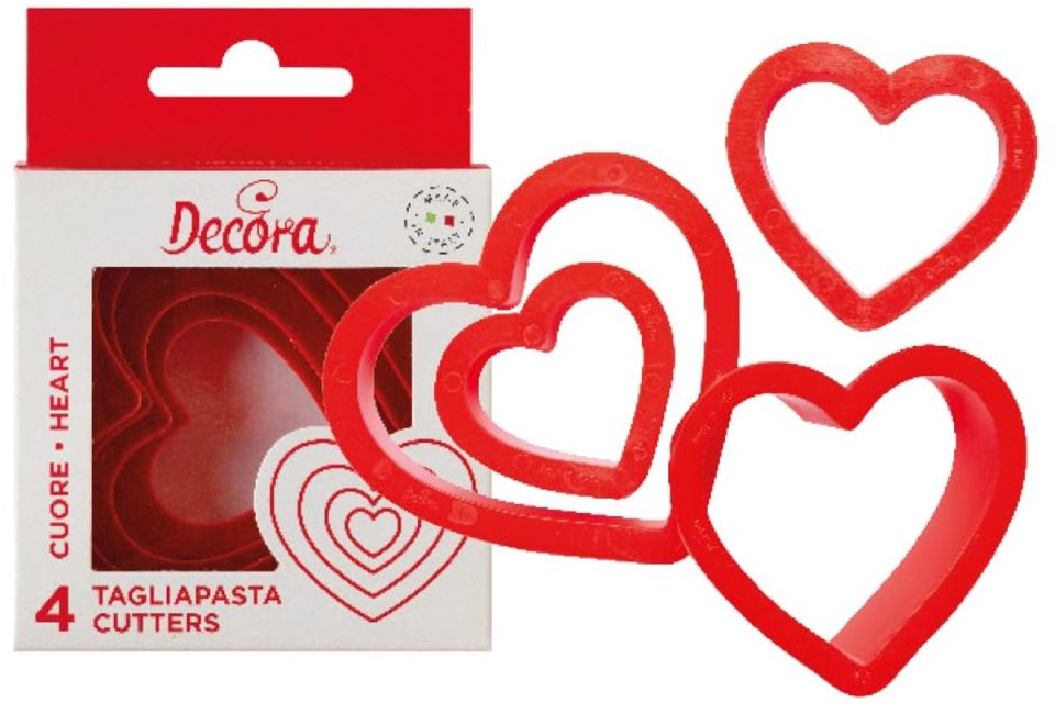 Decora 0255305 Koekjesvormpjesset hart glad roze 8 cm (4 stuks)