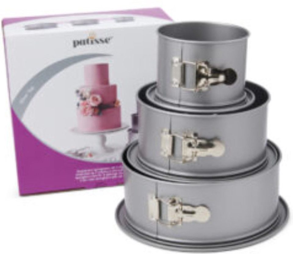 Patisse -Springvorm 3 Delige set Stapeltaart Silver top