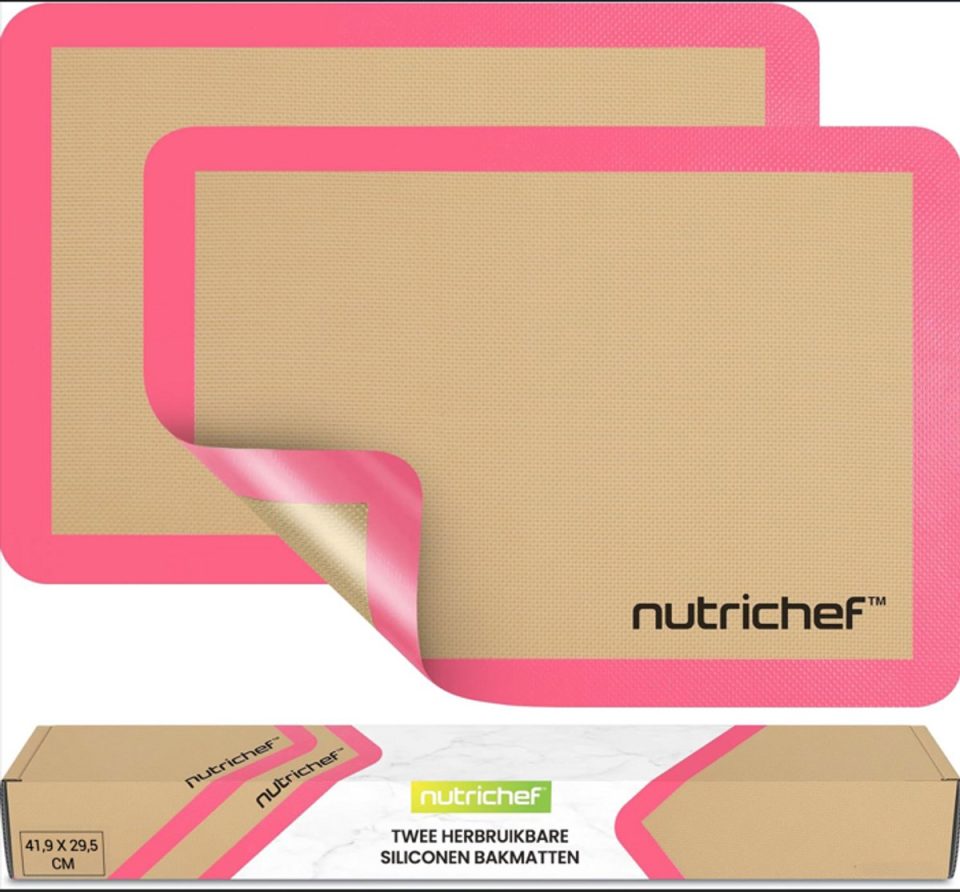 Nutrichef bakmatten Siliconen 2-delig Roze 42 x 29,5 cm