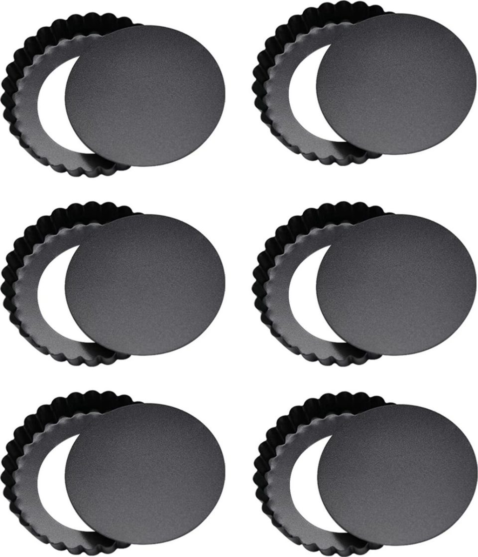 Somstyle taartvorm 6X Tartelettevormen Mini Quichevormpjes Zwart