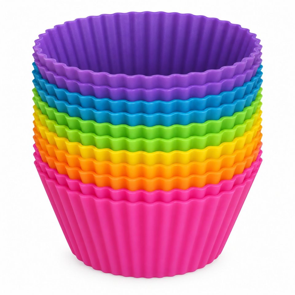 BukkitBow Siliconen Cupcake Vormpjes en Ijsvormpjes Muffin Cups Set van 12