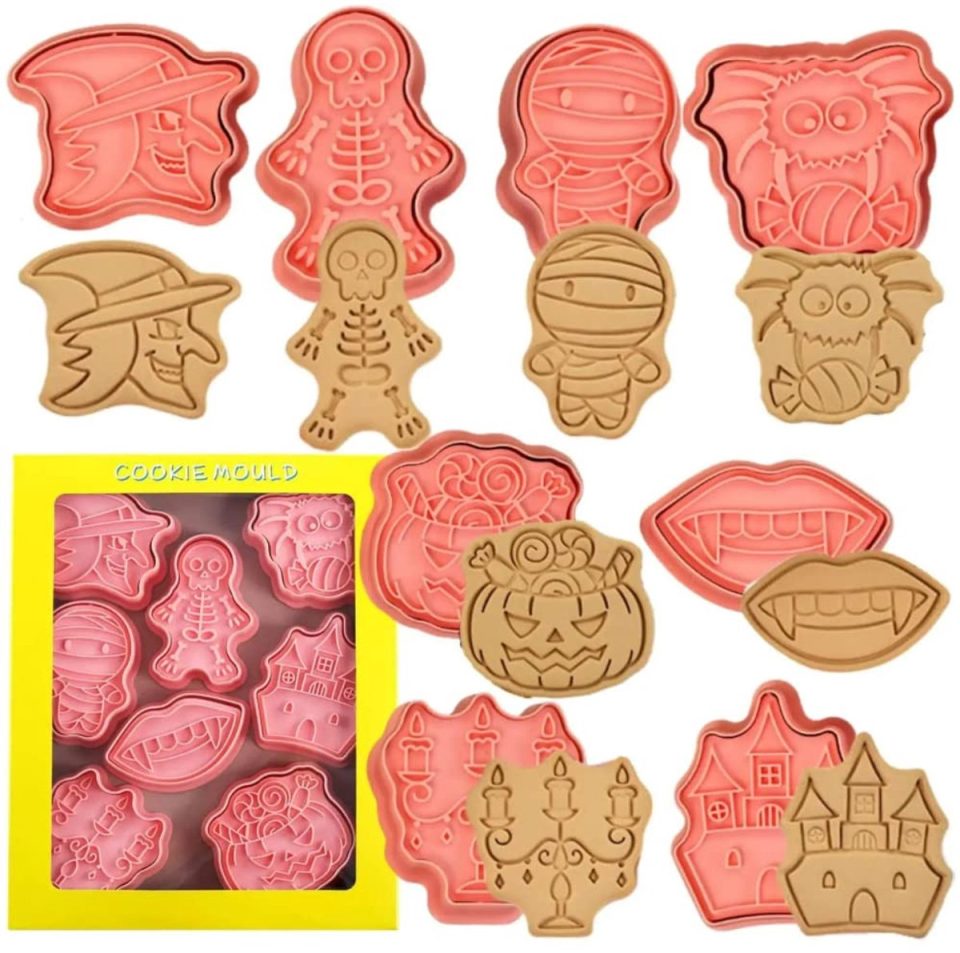 Zelaite Set van 8 Halloween koekjesvormpjes