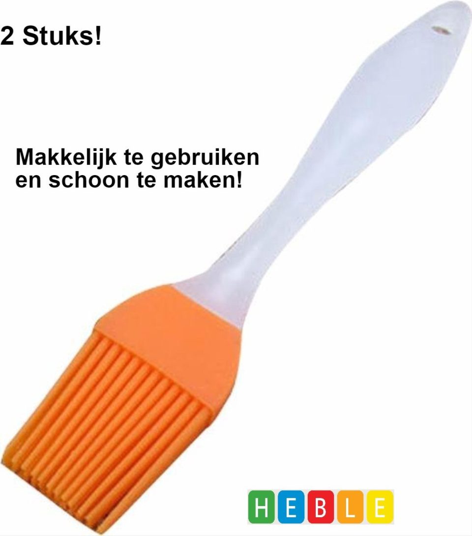 Heble® 2 x Oranje Siliconen Bakkwast 22 cm