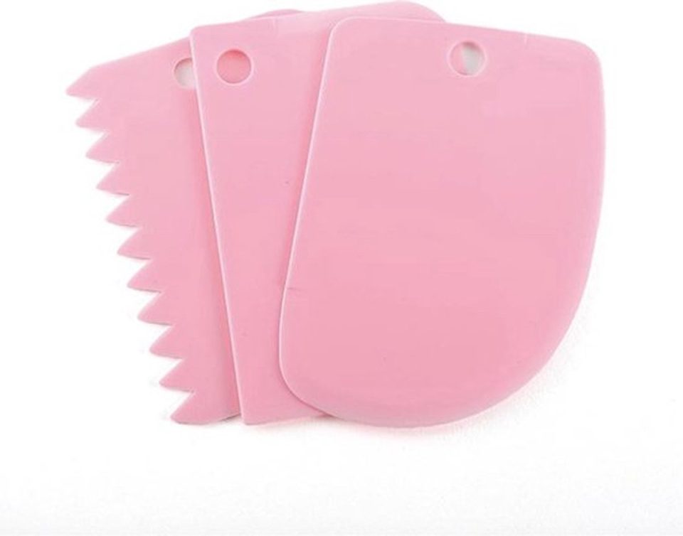 Knaak Deegschraper Set van 3 Roze Kunststof Deegkrabber Taart en Keuken