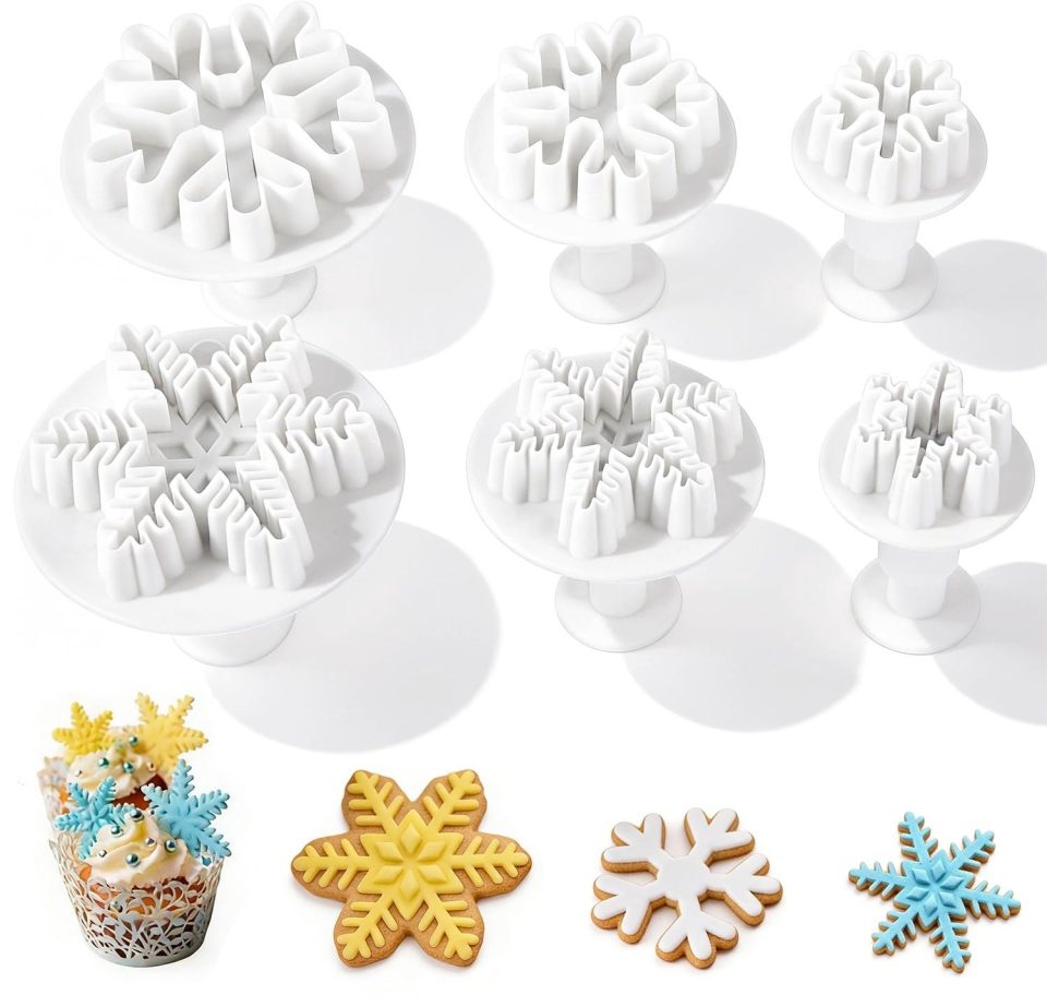 Famanu Fondant-uitstekers set van 6 sneeuwvlokvormen