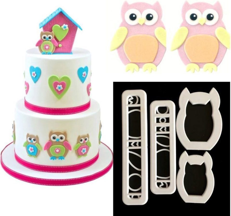 Ardran & Tookar fondant uilen uitsteekvorm Set van 4